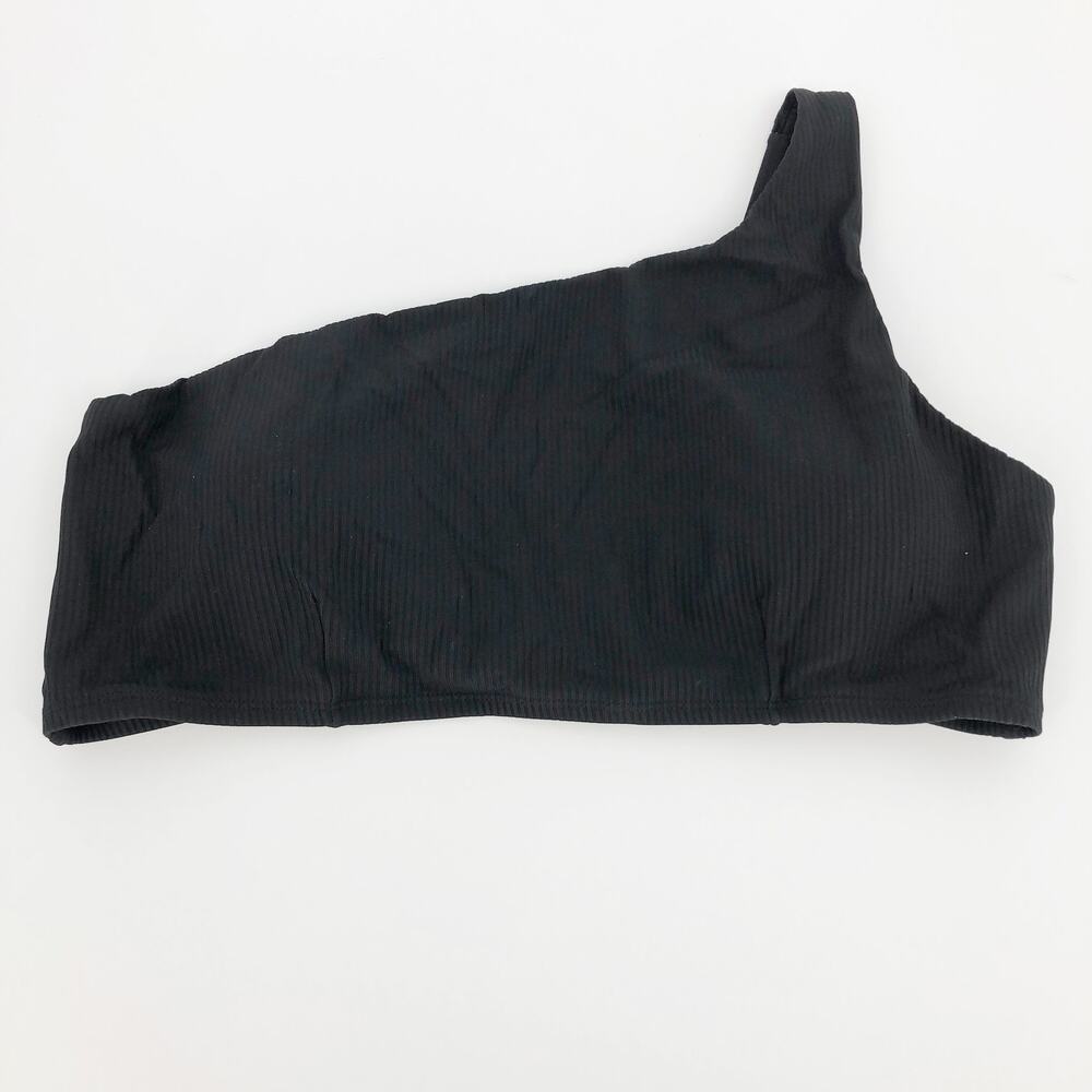 ANDIE SWIM Womens Wynwood Ribbed Bikini Top XXL Black One Shoulder Swimwear NWT - Picture 4 of 8